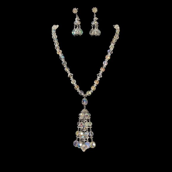 Coro Jewelry - Coro 1950's Aurora Borealis Crystal Necklace & Earrings